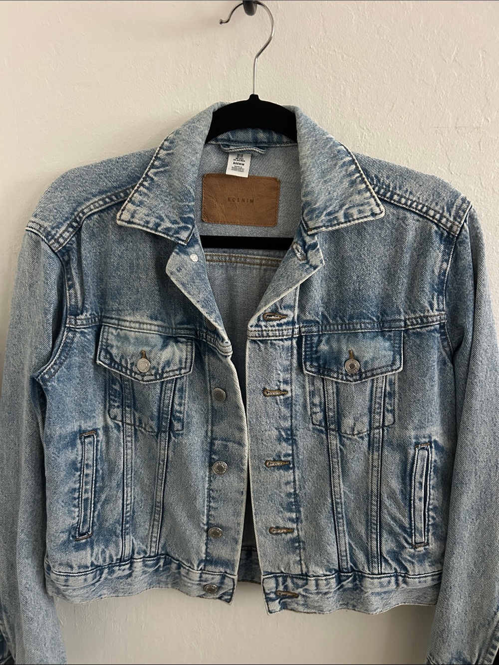 H&M Light Blue Washed Denim Jacket (100% Cotton)